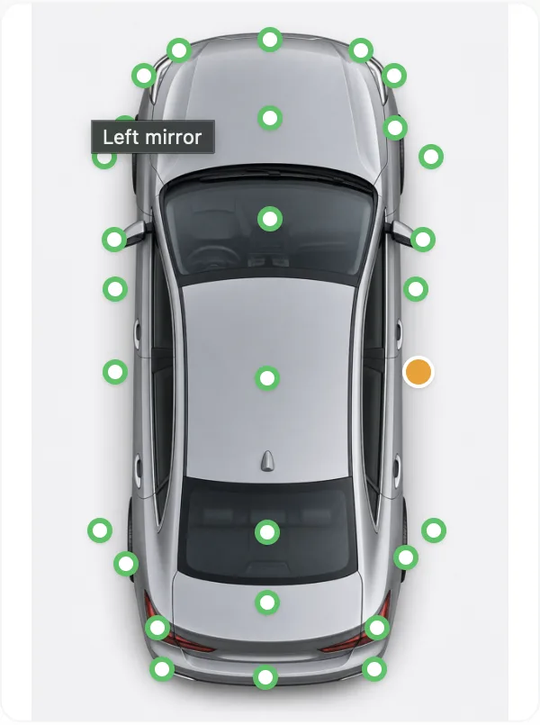 Vehicle body map with markers for recording condition